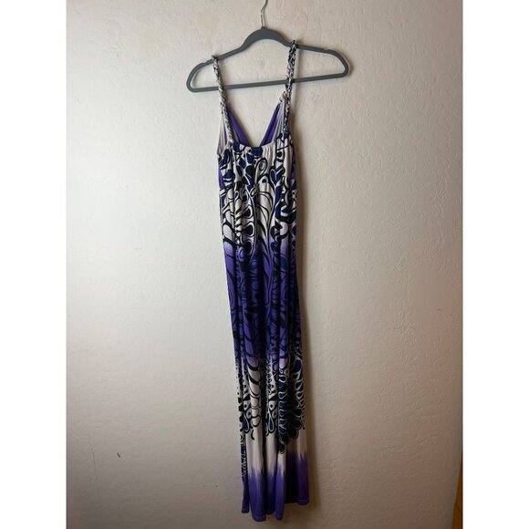 iB Diffusion Artsy Fun Print Maxi Dress Sz M Purple Black White - Picture 5 of 6